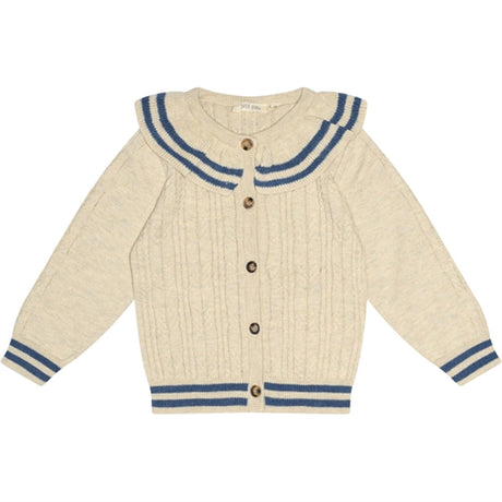 Petit Piao® Nature White/Denim Blue Cardigan Kabelstrik