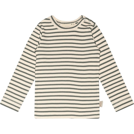 Petit Piao® Balsam Green/Off White T-shirt Modal Striped