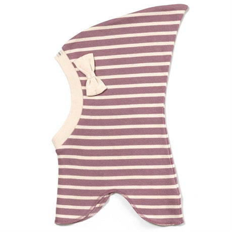 Racing Kids Elephant Hat Top Bow Stripe Eggshell / Dusty Purple