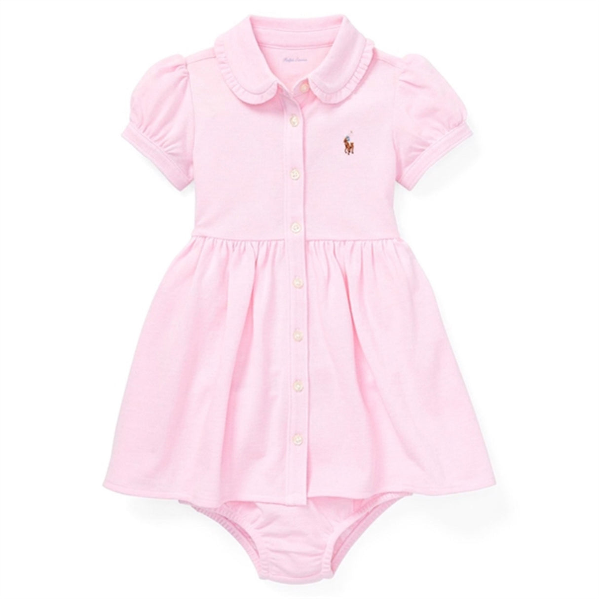 Ralph Lauren Baby Solid Oxford Kjole & Bloomer Carmel Pink 2