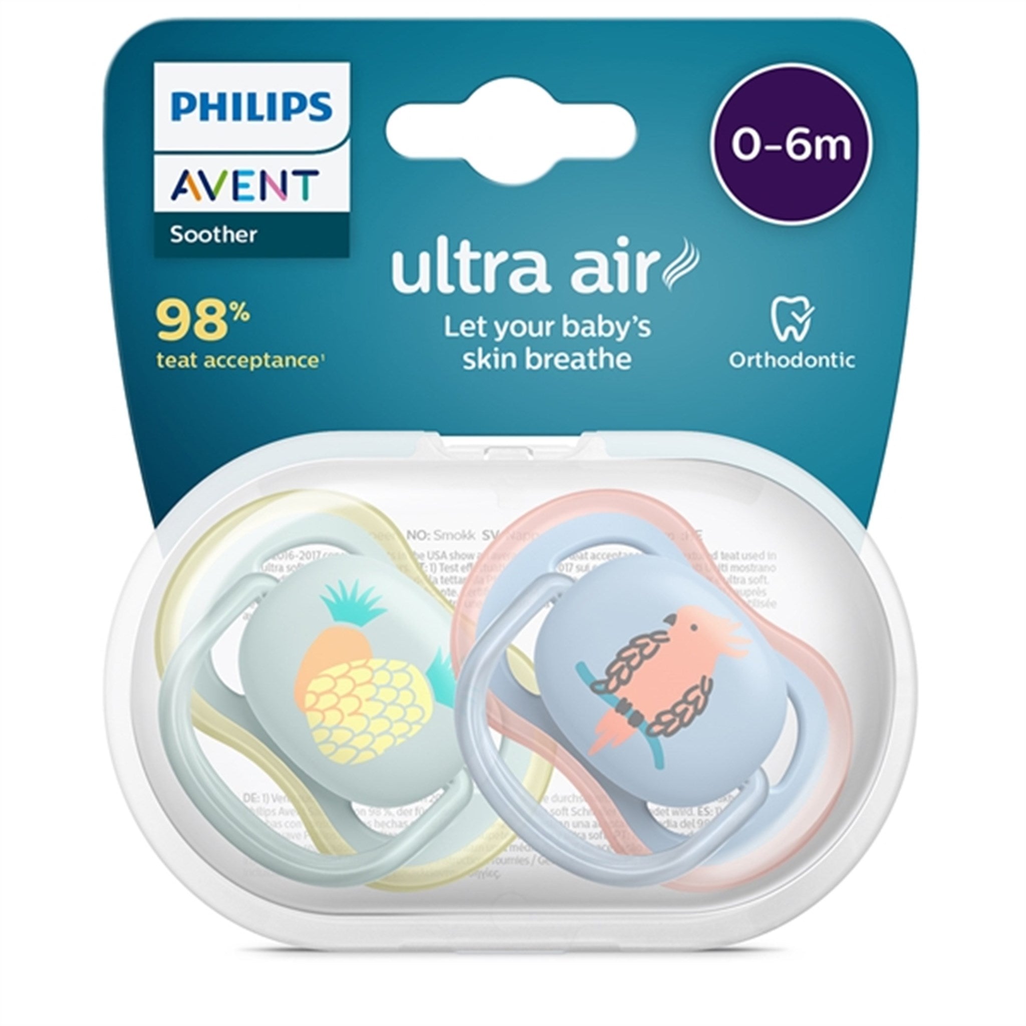 Philips Avent Ultra Air Smokker 0-6 mdr Ananas/Papegøje 2-pak 2
