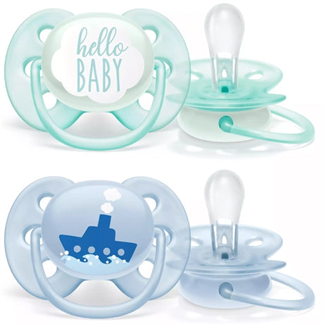 Philips Avent Ultra Soft Smokker 0-6 mdr Hello/Båd 2-pak