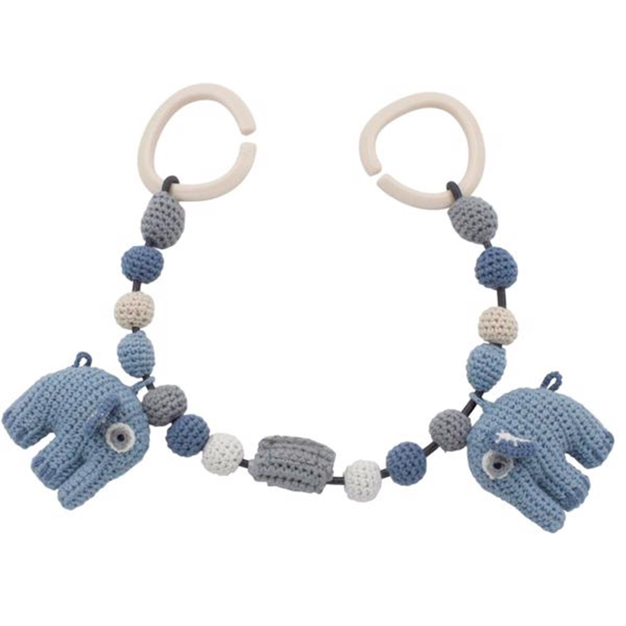 Sebra Knitted Pram Chain Elephant Powder Blue