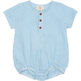 Copenhagen Colors Sky Blue W Cream Stripe Seersucker Romper m. ermer