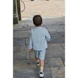 Copenhagen Colors Sky Blue W Cream Stripe Seersucker Sporty Shorts