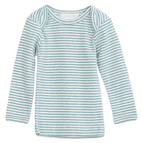 Serendipity Lake/Ecru Rib Baby Tee Stripe Bluse