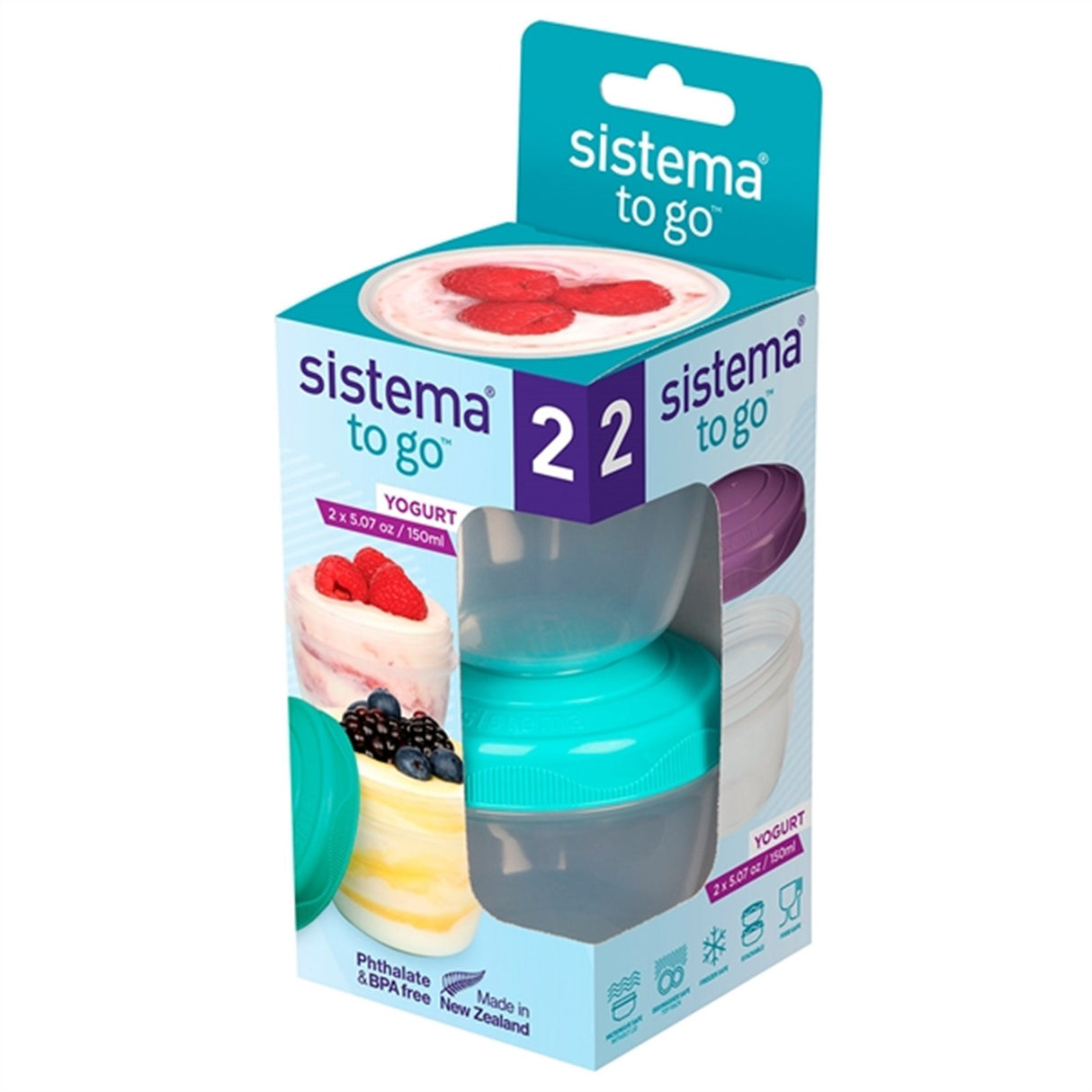 Sistema To-Go Yoghurtsbøtte 2-Pak Minty Teal / Ocean Blue