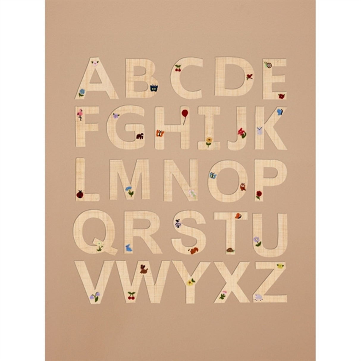 RICE Nature Raffie Klistremerke Bogstav Flowers & Animals