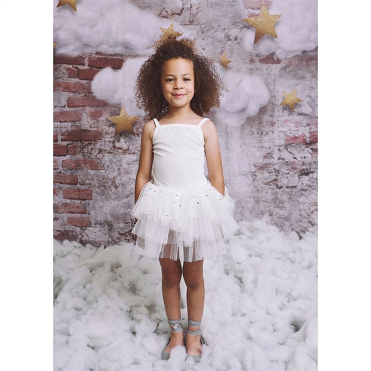 Dolly by Le Petit Tom Velvet Leotard With Tulle Tutu Kjole Off White