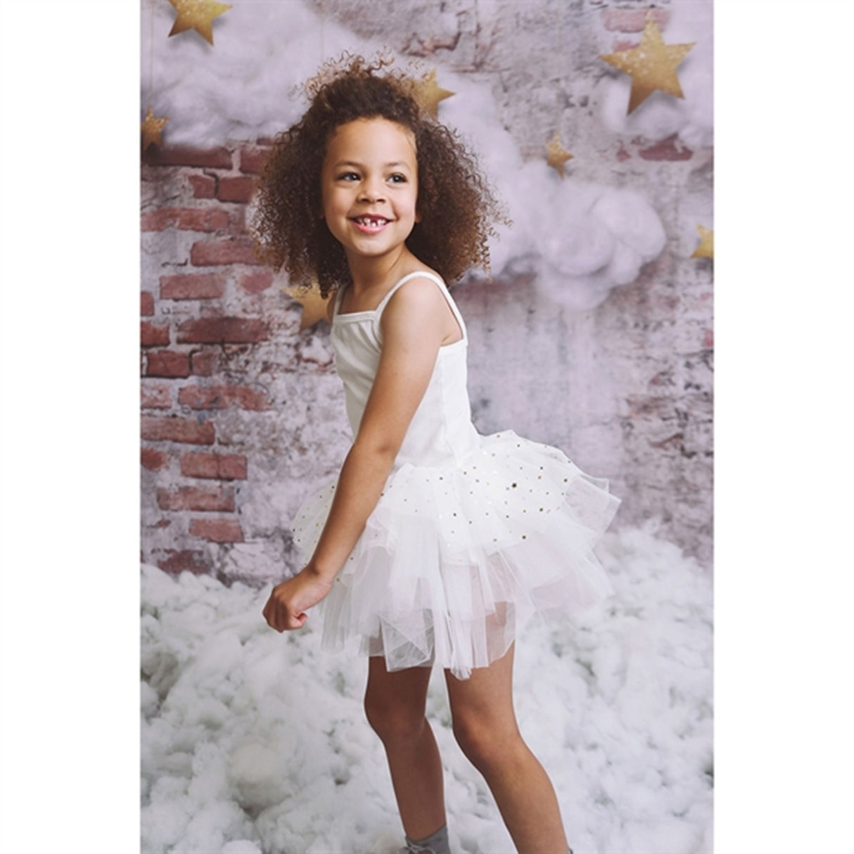 Dolly by Le Petit Tom Velvet Leotard With Tulle Tutu Kjole Off White