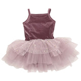 Dolly by Le Petit Tom Velvet Leotard With Tulle Tutu Kjole Dusty Violet