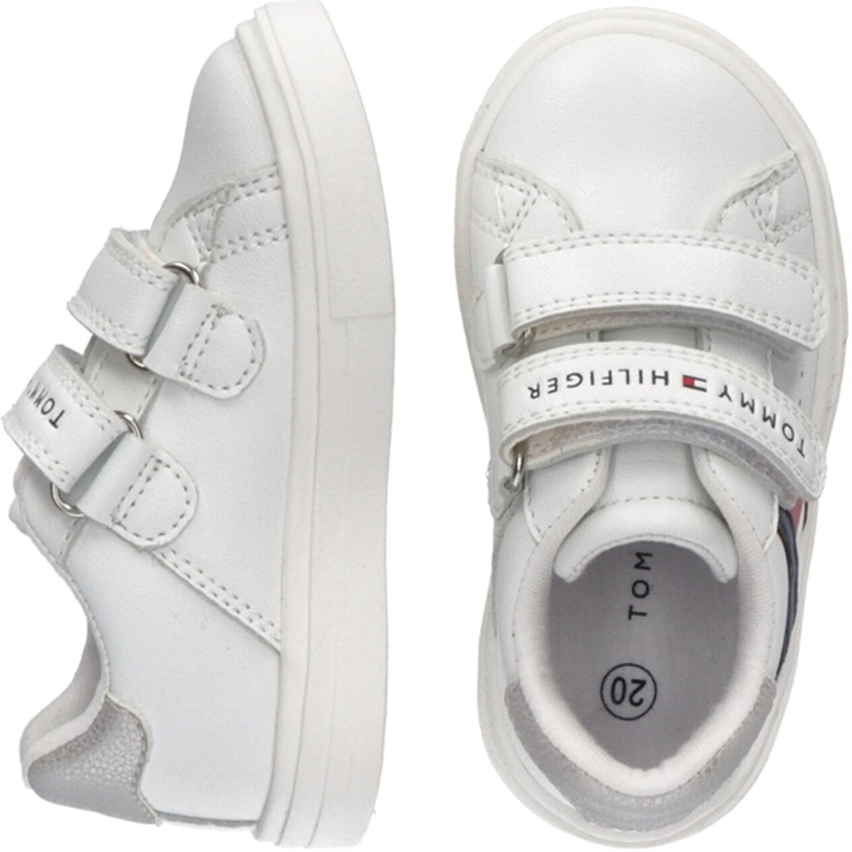 Tommy Hilfiger Flag Low Cut Borrelås Sneakers White/Silver