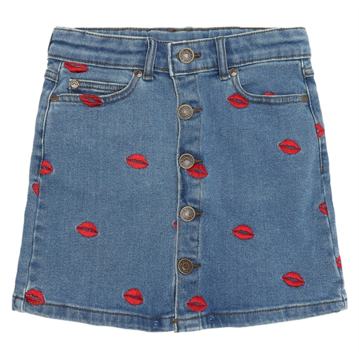 The New Medium blue Lips Denim Skjørt