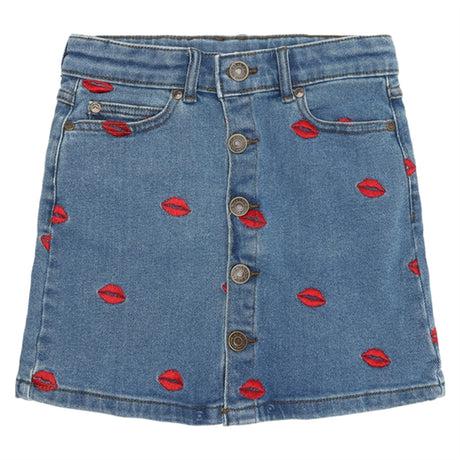 The New Medium blue Lips Denim Skjørt