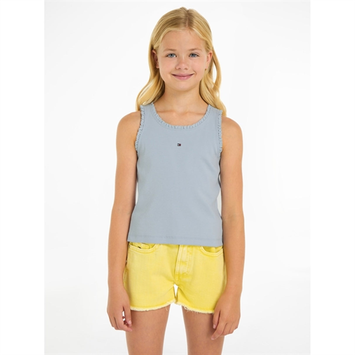 Tommy Hilfiger Essential Rib Lace Tank Topp Breezy Blue