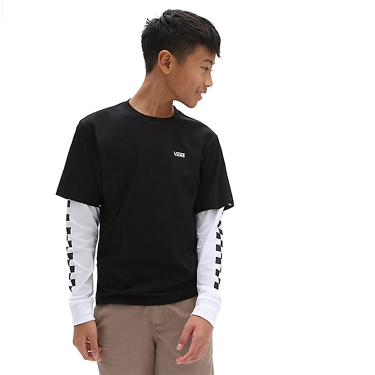 VANS By Long Check Twofer T-Shirt Black/Black 3