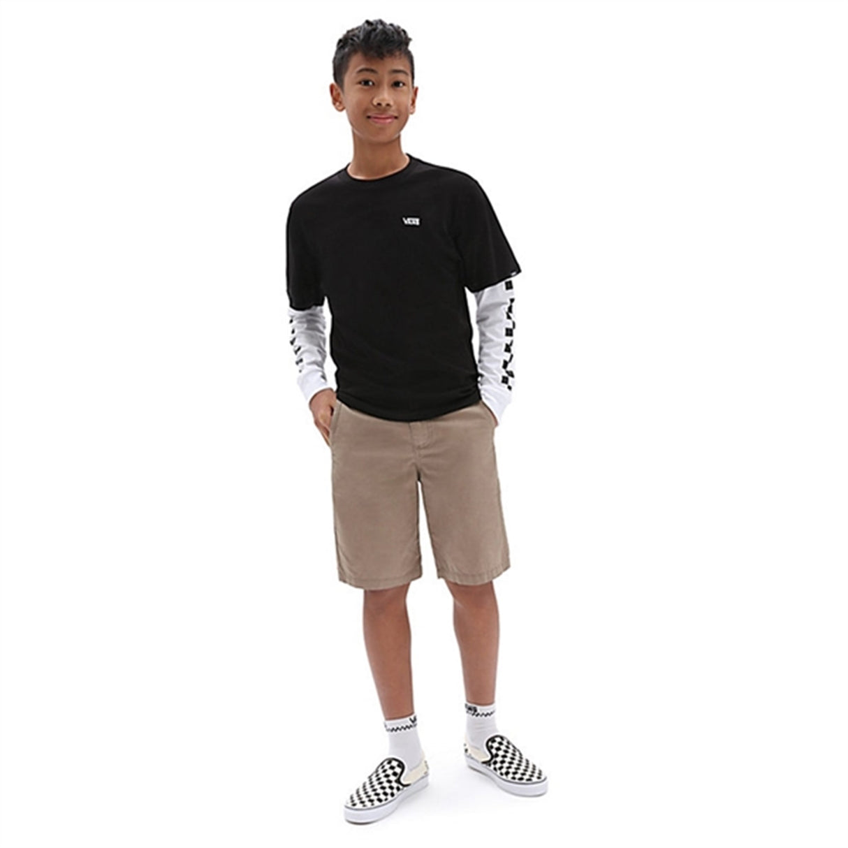 VANS By Long Check Twofer T-Shirt Black/Black