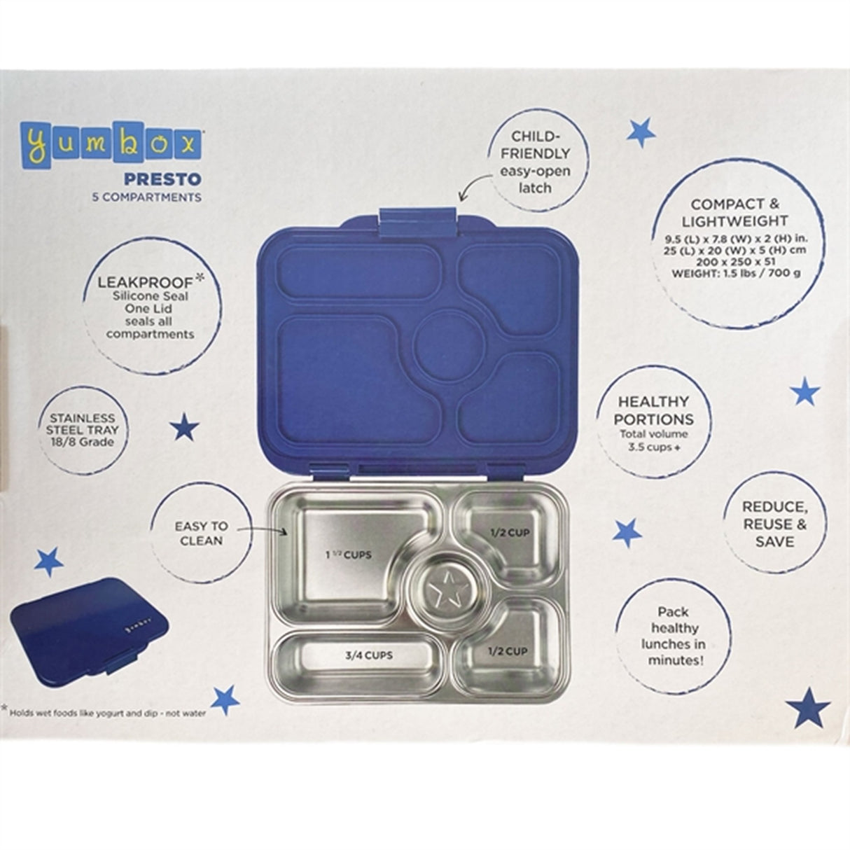 Yumbox Presto Stainless Steel Matbokser Santa Fe Blue 2